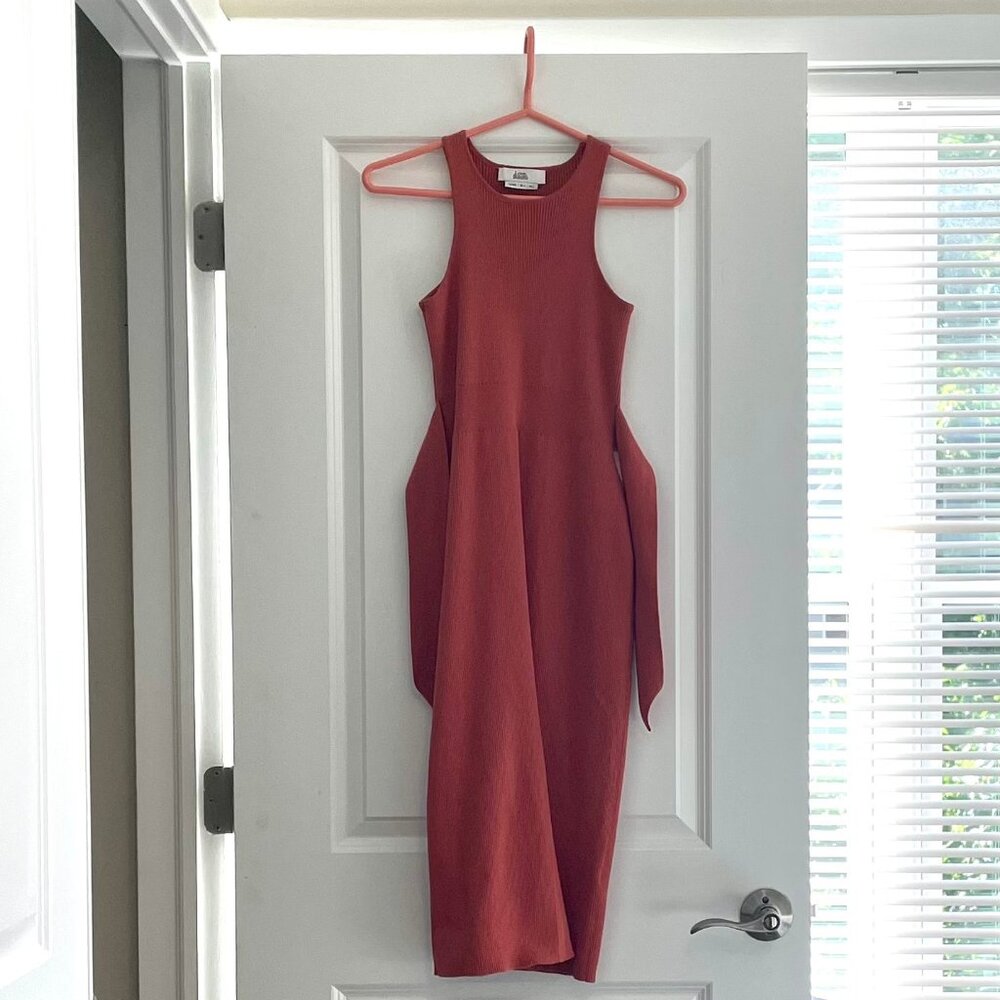 Love, Bonito Summer Sleveless Knit Midi Dress in Oragne/Brown